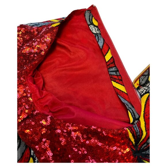 Handmade Medium A-Line Dress Multicolored Red Sequence Bow Abstract Costume READ - Picture 6 of 6